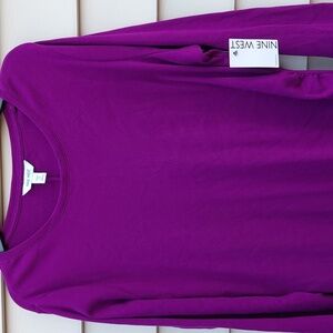 NINE WEST Women's  Long-Sleeve Purple  Side-Ruched Dress Size 2X